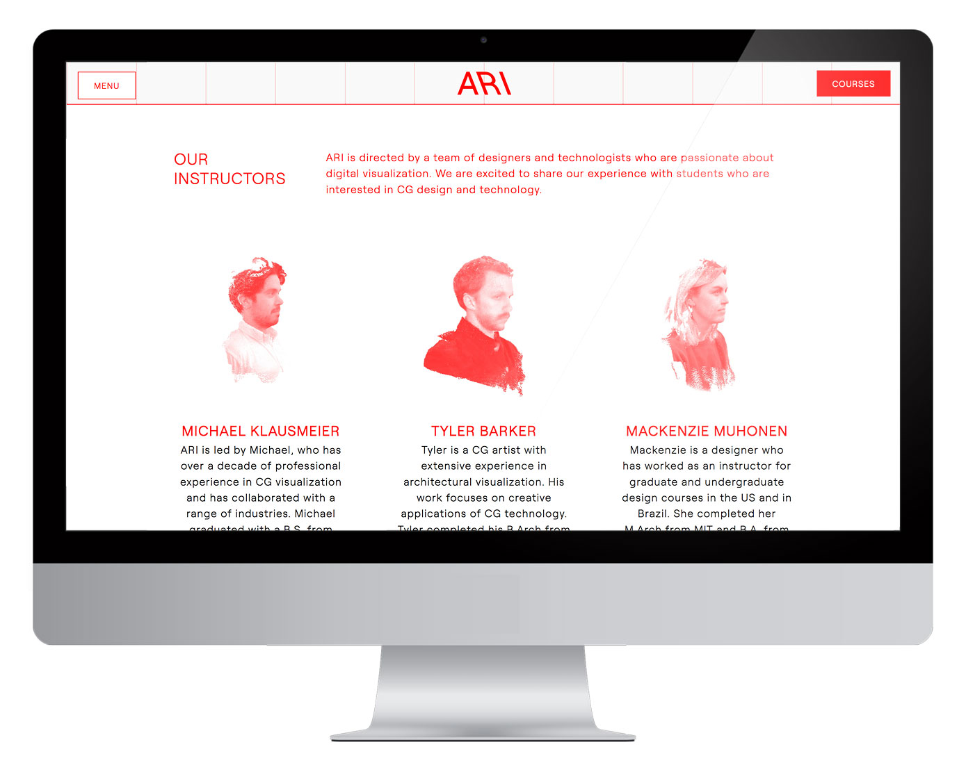 Advanced Rendering Institute Website - Information Page